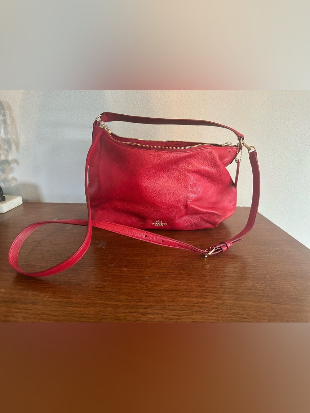 Coach Celeste bag red pebble leather NWT